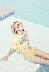 New Wildfox Couture Stars & Stripes USA Cabana Crop Tee in Canary(S 