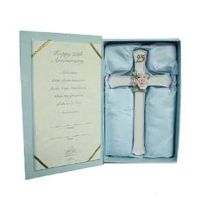  Valencia 25th Wedding Anniversary Porcelain Wall Cross With Gift 